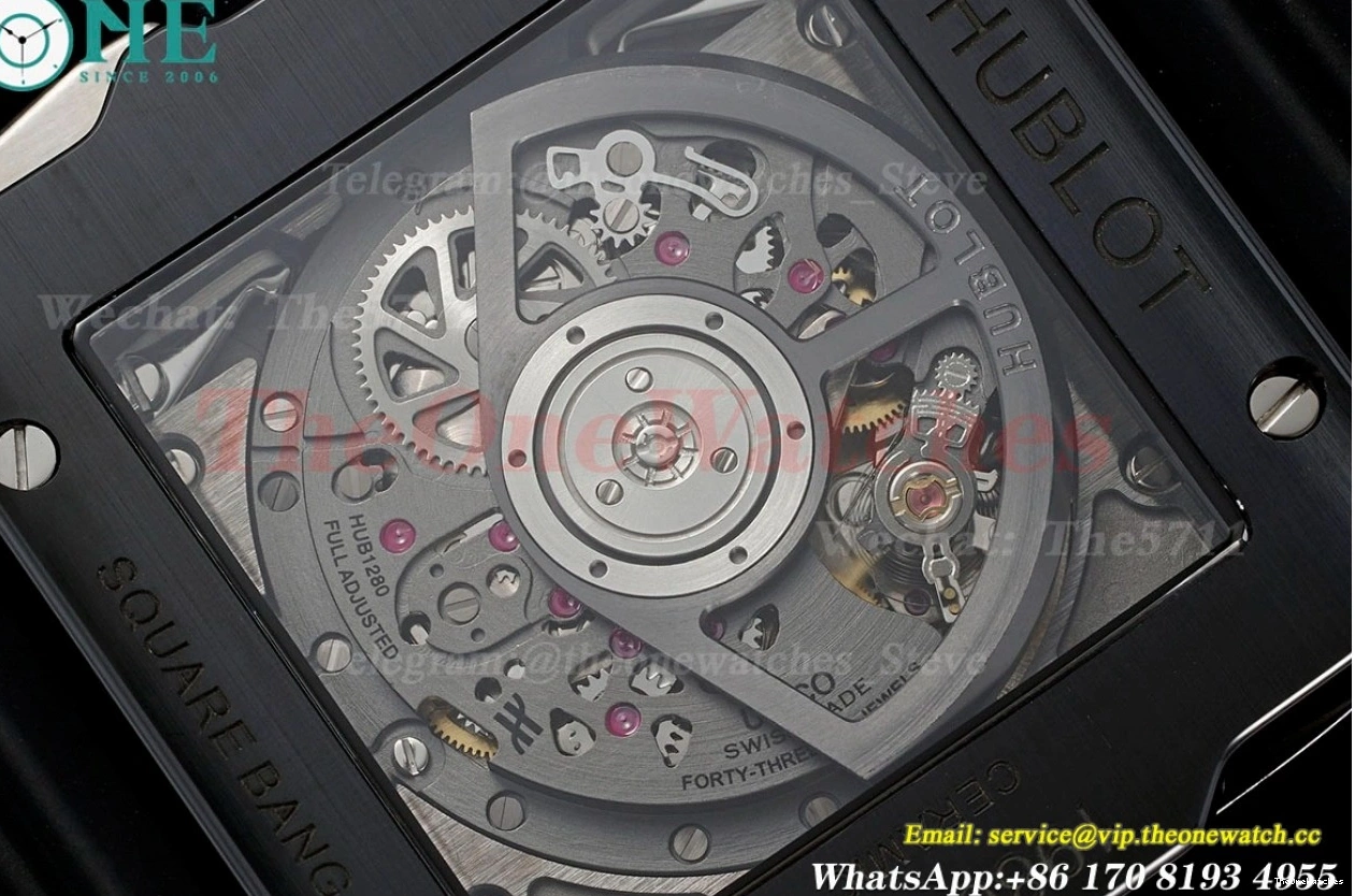 Square Cer Unico Bang RU Skeleton BBF 42mm Black HUB1280A Dial 0207